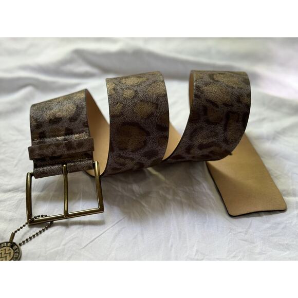 Streets Ahead Purple Gold Leather Cheetah Print Wide Belt Size Small NEW - Picture 1 of 4